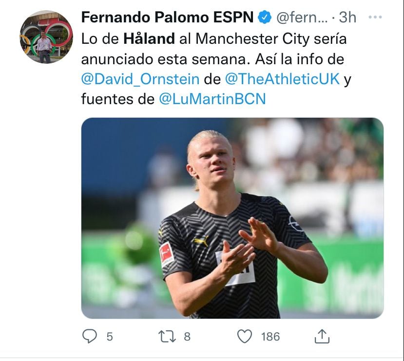 Erling Haaland sería anunciado esta semana como nuevo jugador del Manchester City.