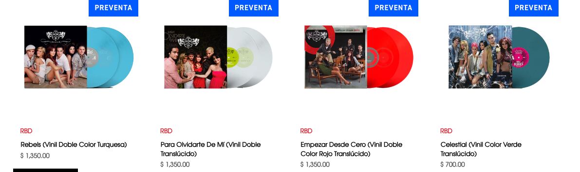 Los discos de RBD se encuentran en formato Vinil