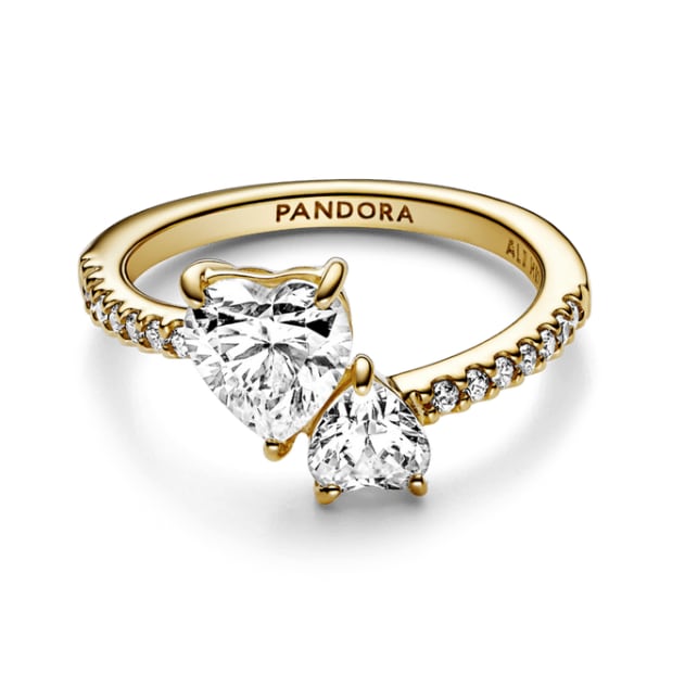 Anillo Doble Corazón Brillante de Pandora