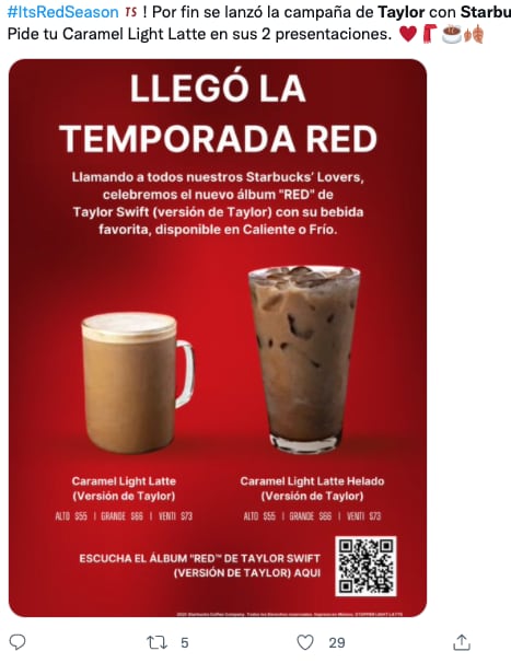 Colaboración entre Taylor Swift y Starbucks