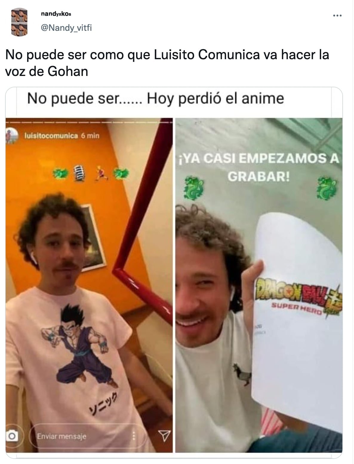 Luisito Comunica Gohan en Dragon Ball Super: Super Hero