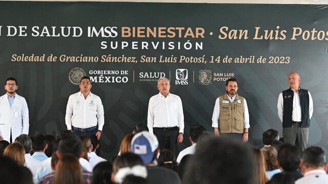 Ricardo Gallardo recibe a AMLO y autoridades del IMSS en San Luis Potosí