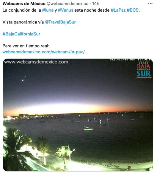 Conjunción entre la Luna y Venus