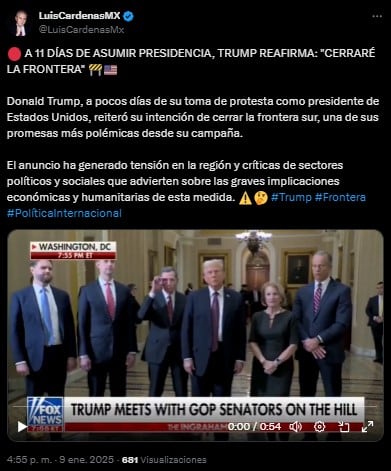 Donald Trump insiste en el cierre de la frontera sur.