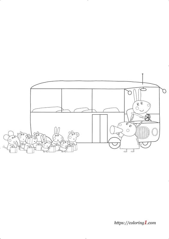 Dibujos de Peppa Pig regreso a clases para colorear