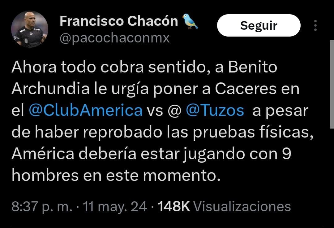 Francisco Chacón sobre Víctor Alfonso Cáceres.