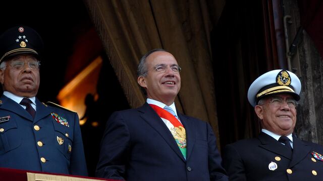 Felipe Calderón durante la conmemoración del Bicentenario de la Independencia.