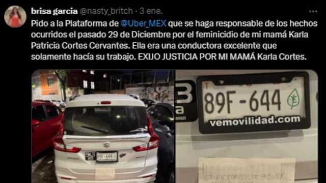 Exigen responsabilidad de Uber por el feminicidio de Karla Patricia Cortés Cervantes.