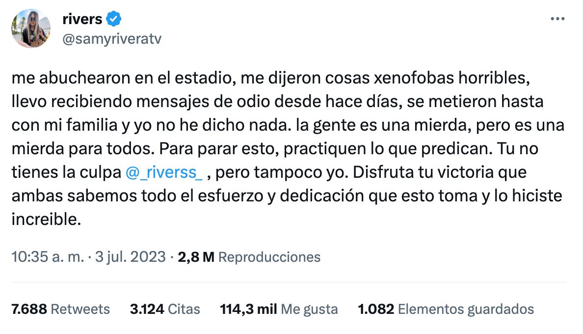La Rivers mexicana denuncia haber recibido abucheo e insultos xenófobos en La Velada del Año 3