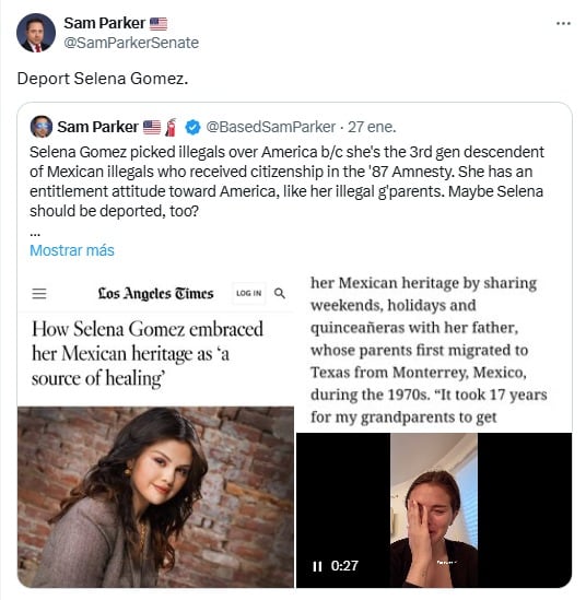 ¿Quién es Sam Parker? El político de Estados Unidos que pidió deportar a Selena Gómez