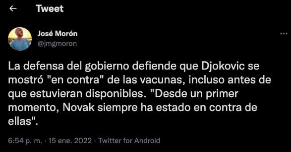 Caso Djokovic vs Australia