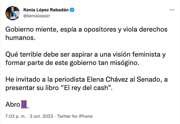 Kenia López Rabadán invita a Elena Chávez al senado de la república