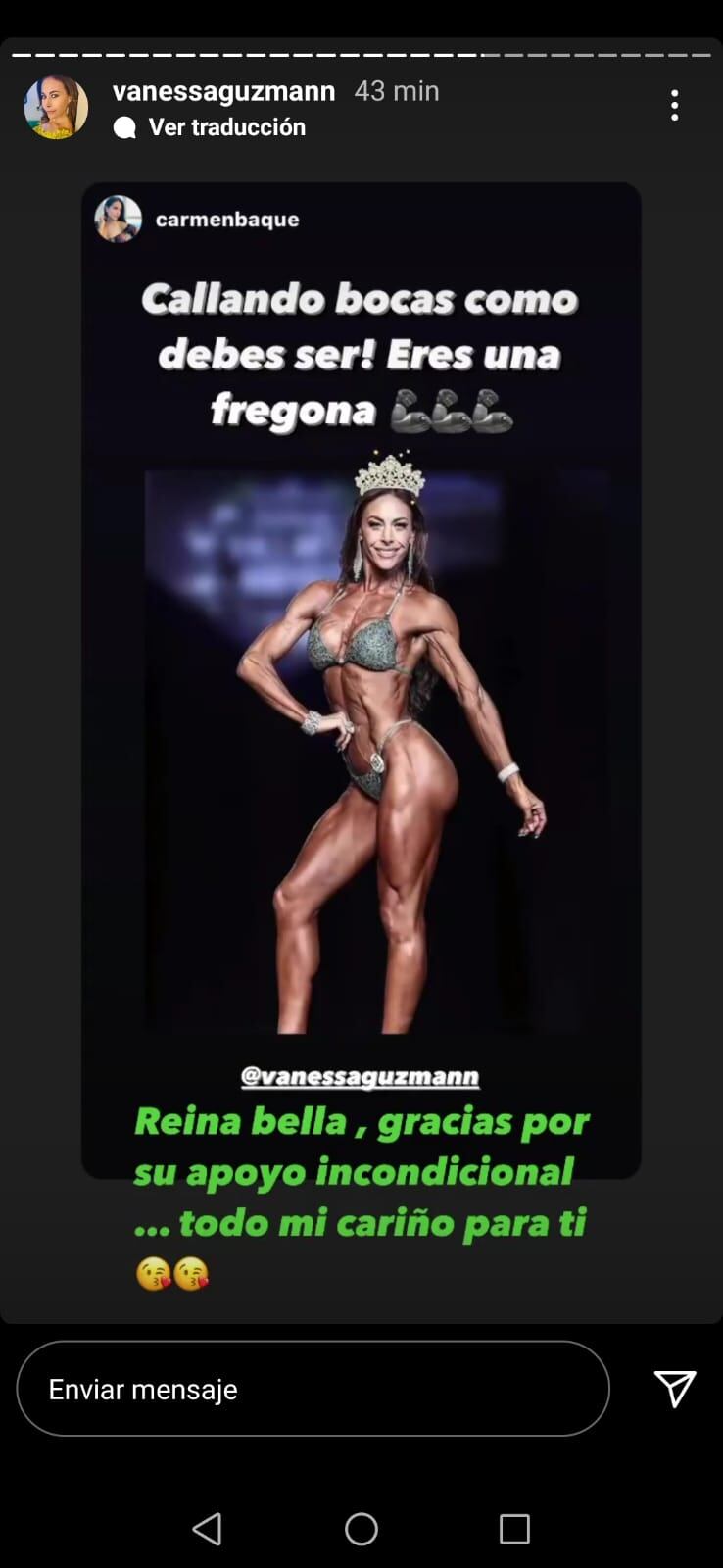 Historia de Instagram de Vanessa Guzmán