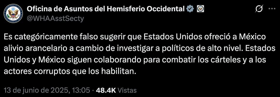 Niegan alivios arancelarios a cambio de investigar políticos de alto nivel.