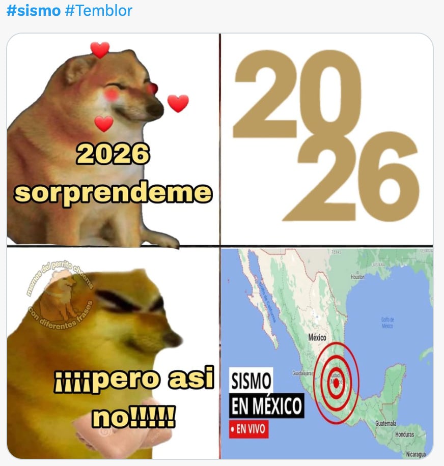 Memes del sismo del 2 de enero 2026