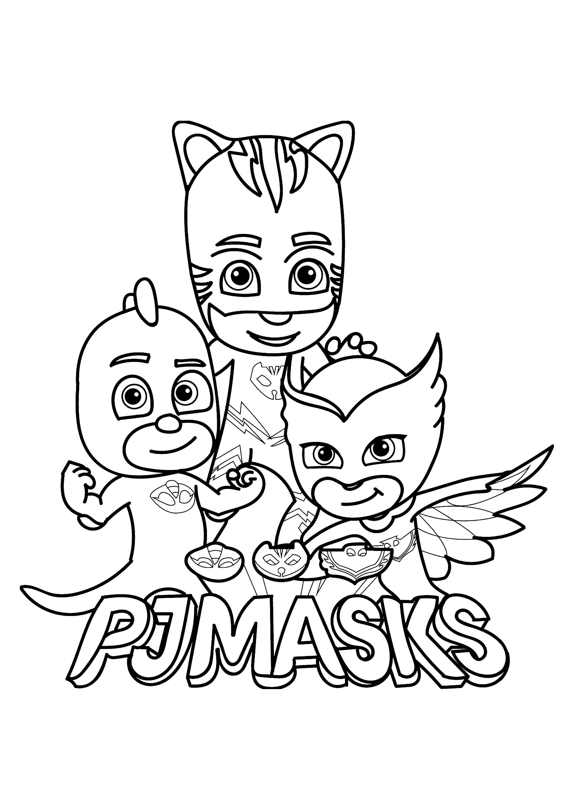 Héroes con logo de PJ Masks para colorear