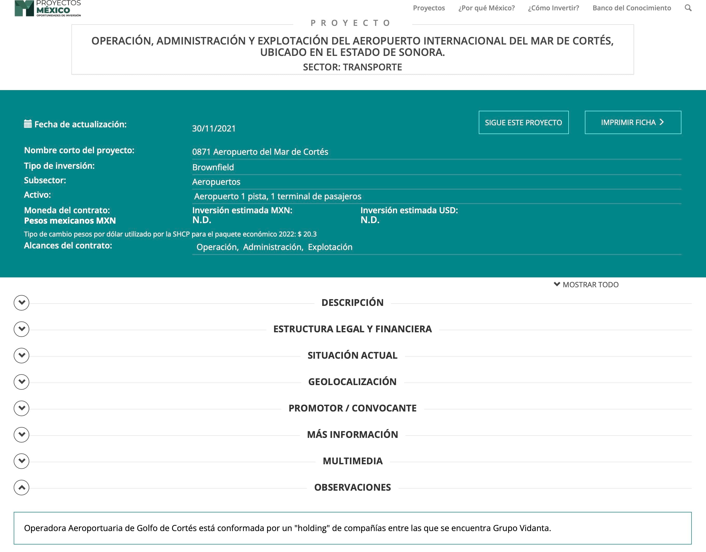Página Proyectos México