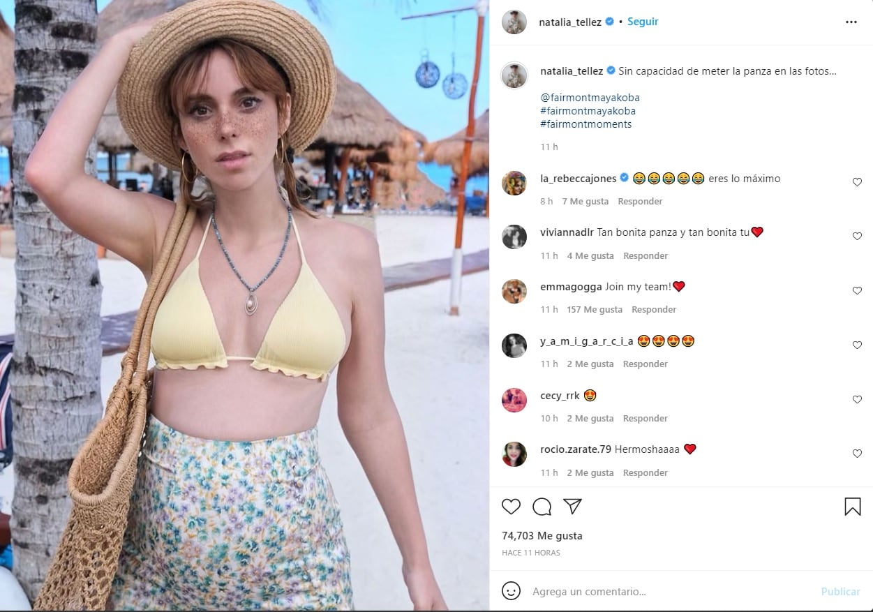 Natalia Téllez dice que ya no puede ocultar su pancita de embarazo
