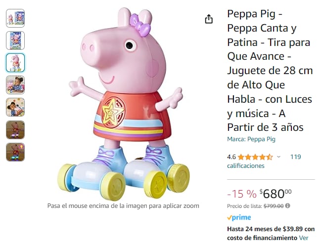 Precio en Amazon México de Peppa Pig Patinadora