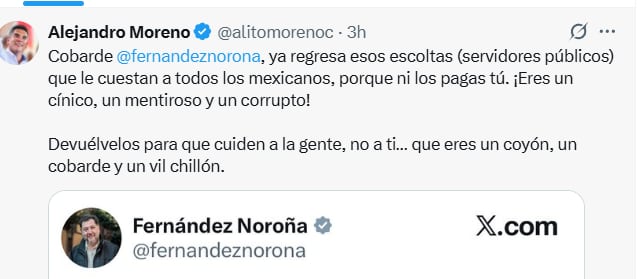 Noroña y Alito Moreno se enfrentan