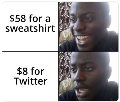 Meme sobre cobro de Twitter