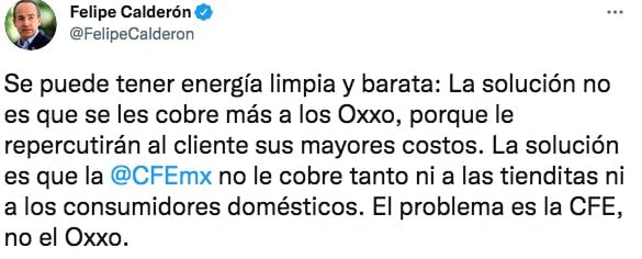 Tuit de Felipe Calderón