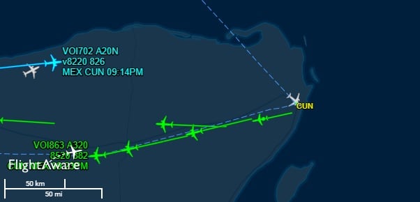 tráfico aéreo en Cancún