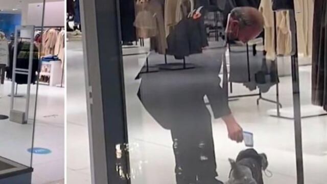 Vigilante toma temperatura a perrito