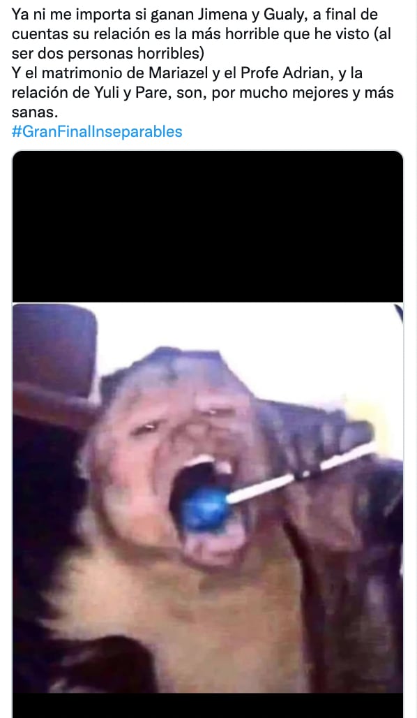 Meme por la victoria de Mariazel y Adrián en Inseparables