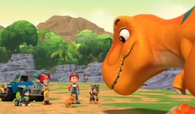 Paw Patrol lleva al dinosaurio perdido con su mamá