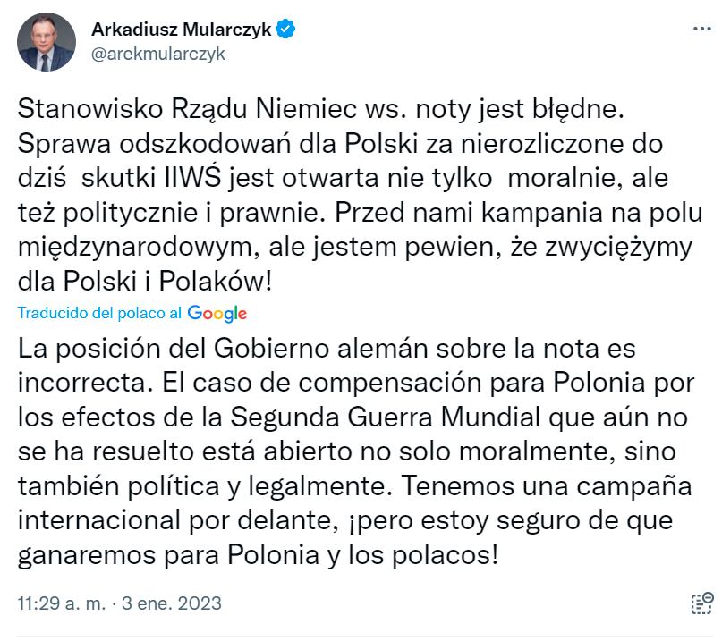 Polonia piensa seguir demandando a Alemania por daños de la Segunda Guerra Mundial