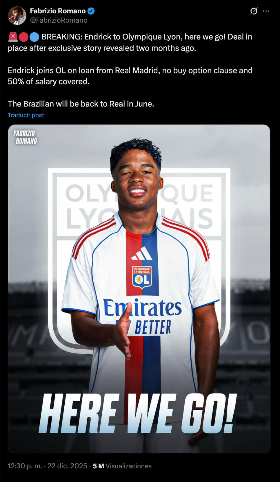 La alerta de Fabrizio Romano sobre Endrick