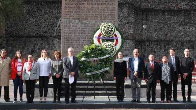 Claudia Sheinbaum en ceremonia por 2 de octubre. Llamado.