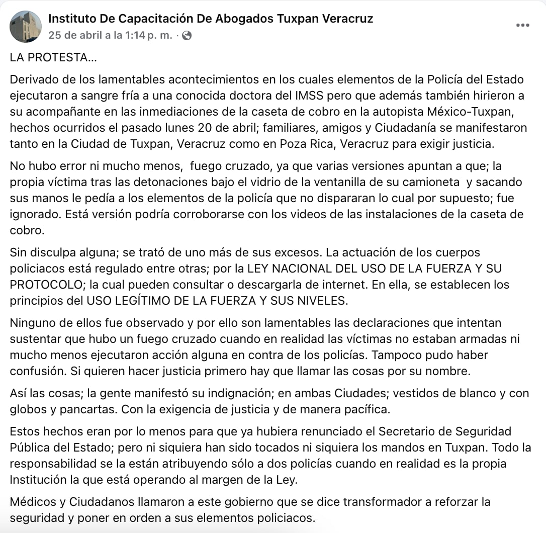 Abogados rechazan versión oficial sobre la muerte de la doctora del IMSS Veracruz, Bertha Burciaga
