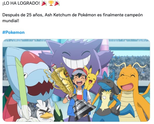 Festejan con memes que Ash Ketchum ganó un campeonato después de 25 años
