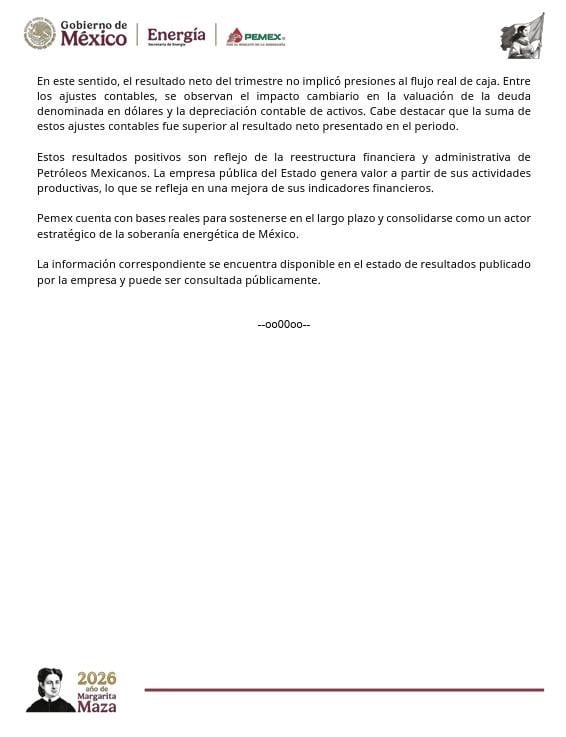 Pemex reporta reducción de deuda y menores costos financieros