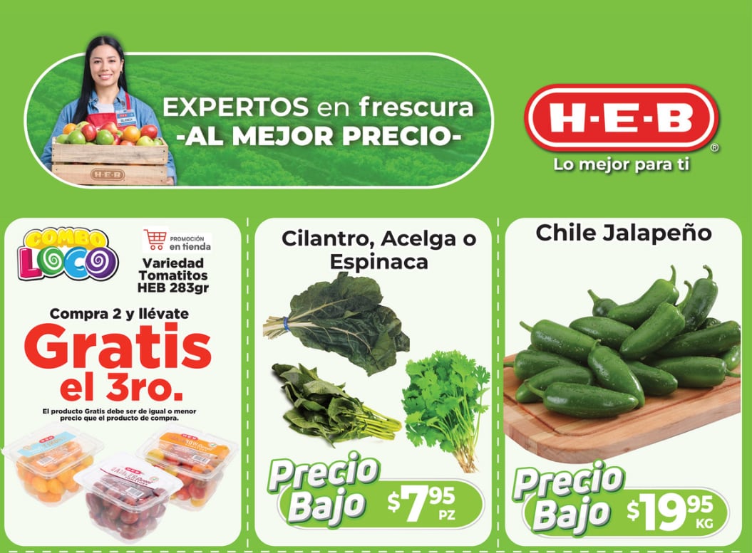 Ofertas HEB en frutas y verduras válidas al 5 de febrero