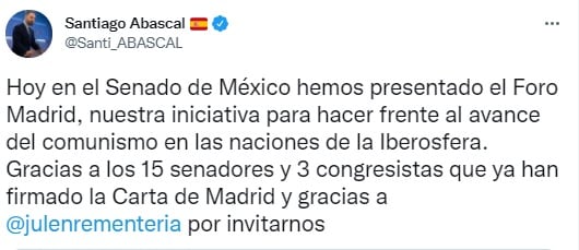 Tuit Santiago Abascal