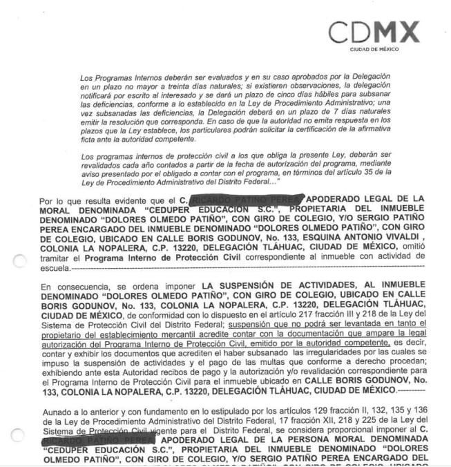 Clausura del Colegio Dolores Olmedo en 2017