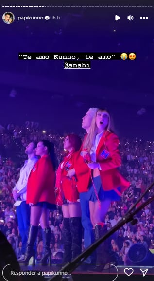 Anahí diciéndole a Kunno "te amo" en concierto de RBD en Las Vegas.