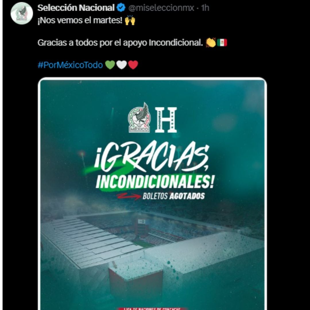 Selección Mexicana reportó boletos agotados ante Honduras.