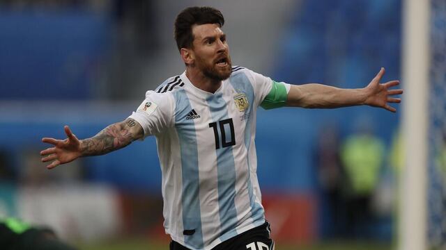 Messi festeja gol en Rusia 2018.