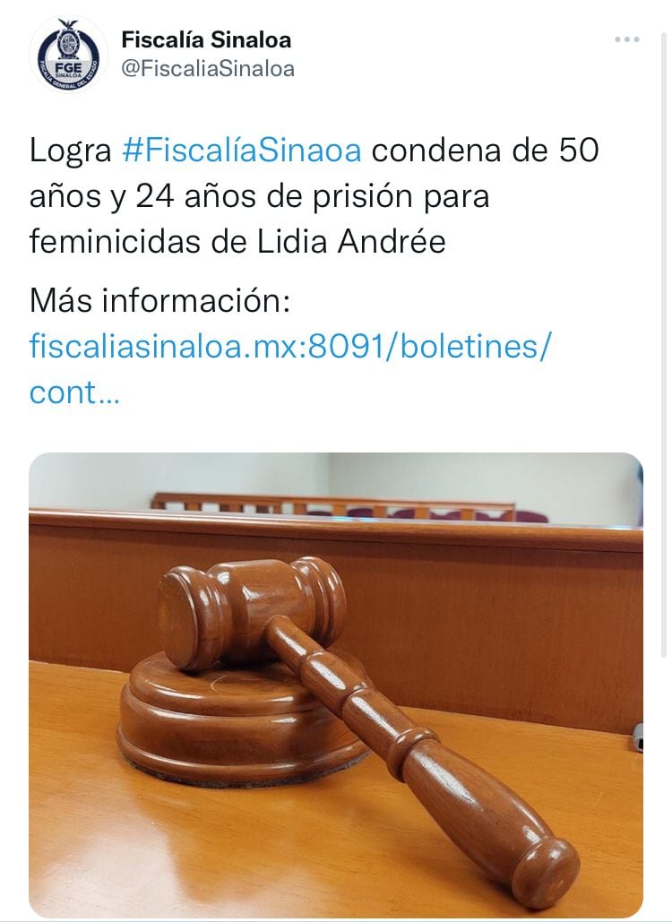 Comunicado de la Fiscalía de Sinaloa