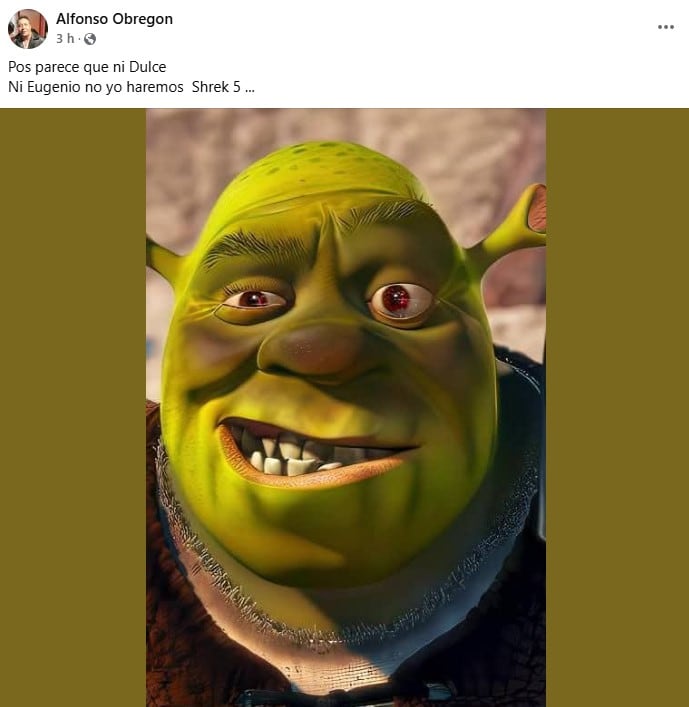 Publicación de Alfonso Obregón sobre Shrek 5