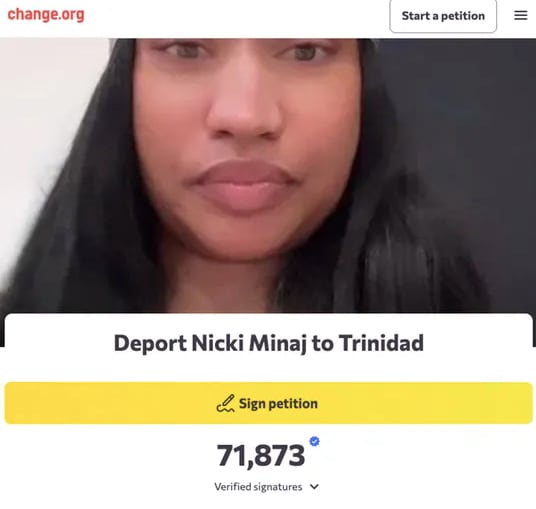 Piden que Nicki Minaj sea expulsada de Estados Unidos