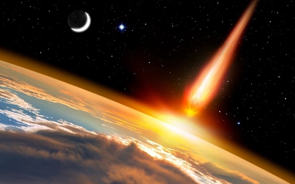Asteroide chocando con la Tierra