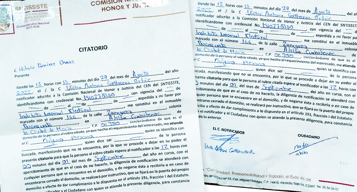 Citatorio Hilario Ramírez Chávez