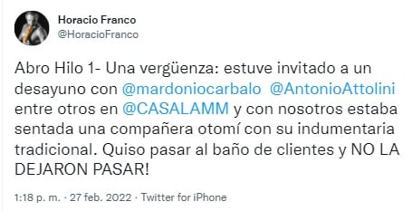 Tuit de Horacio Franco