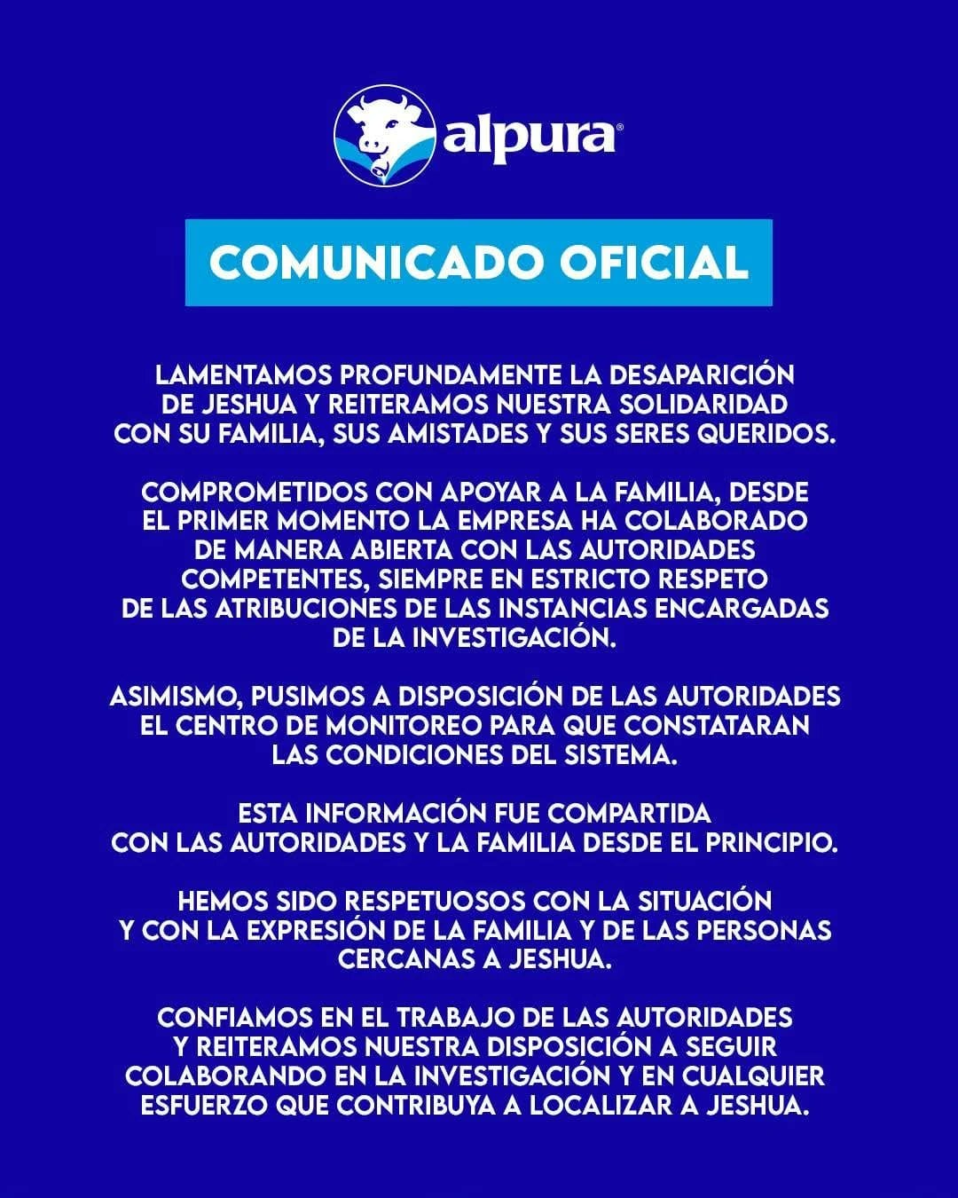 Caso Jeshua Cisneros: Alpura responde por supuesta omisión de videos