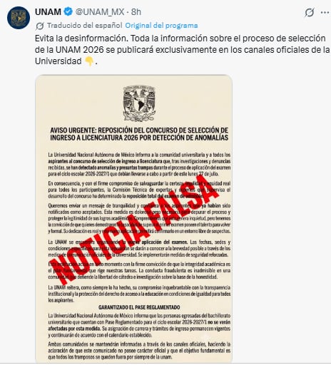 Comunicado UNAM